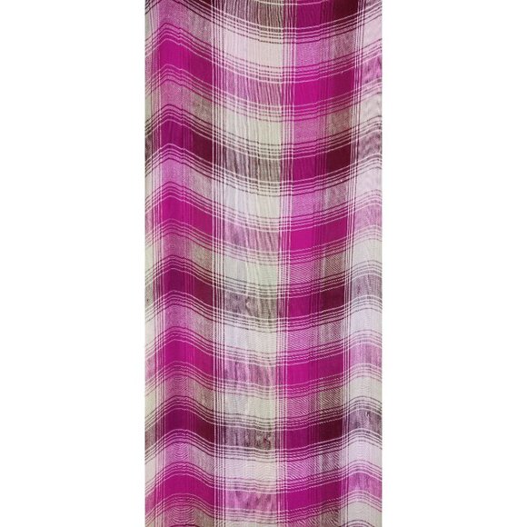 Scarf Shawl Long Rectangle Plaid Purple Cream Gray Granny Core Plaid Cottage - Picture 5 of 10